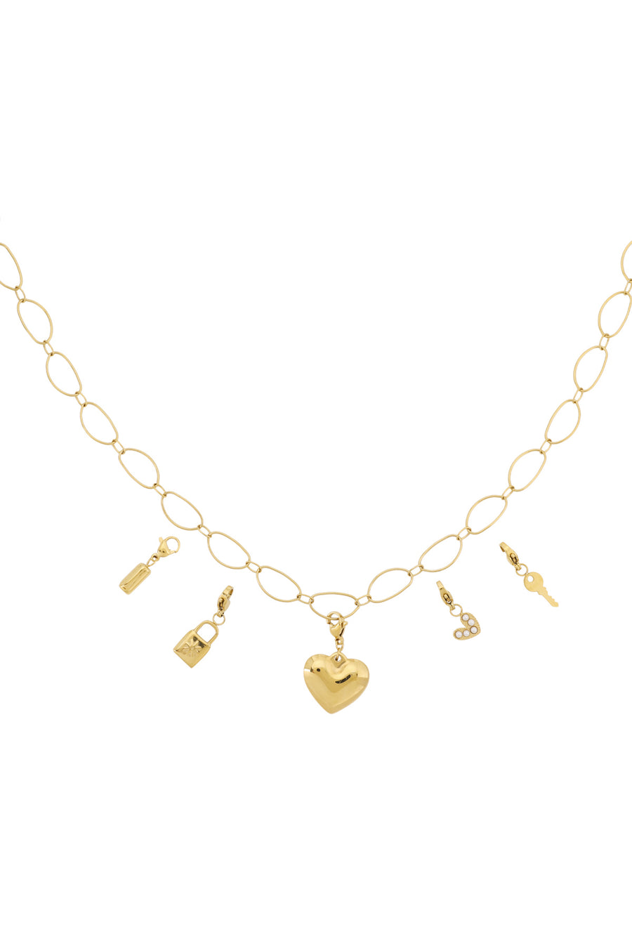Collier pour femme avec pendentif cœur en acier inoxydable – doré