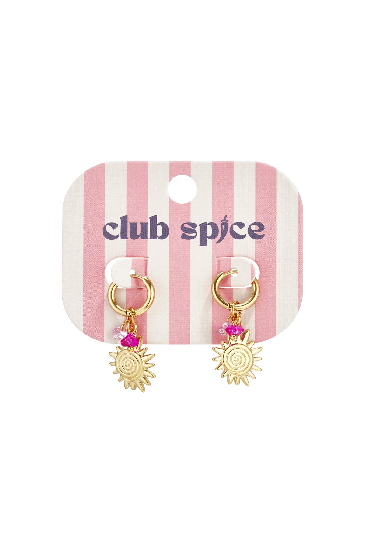 Women's stainless steel dangle earrings with sun motif - gold-colored – image 3