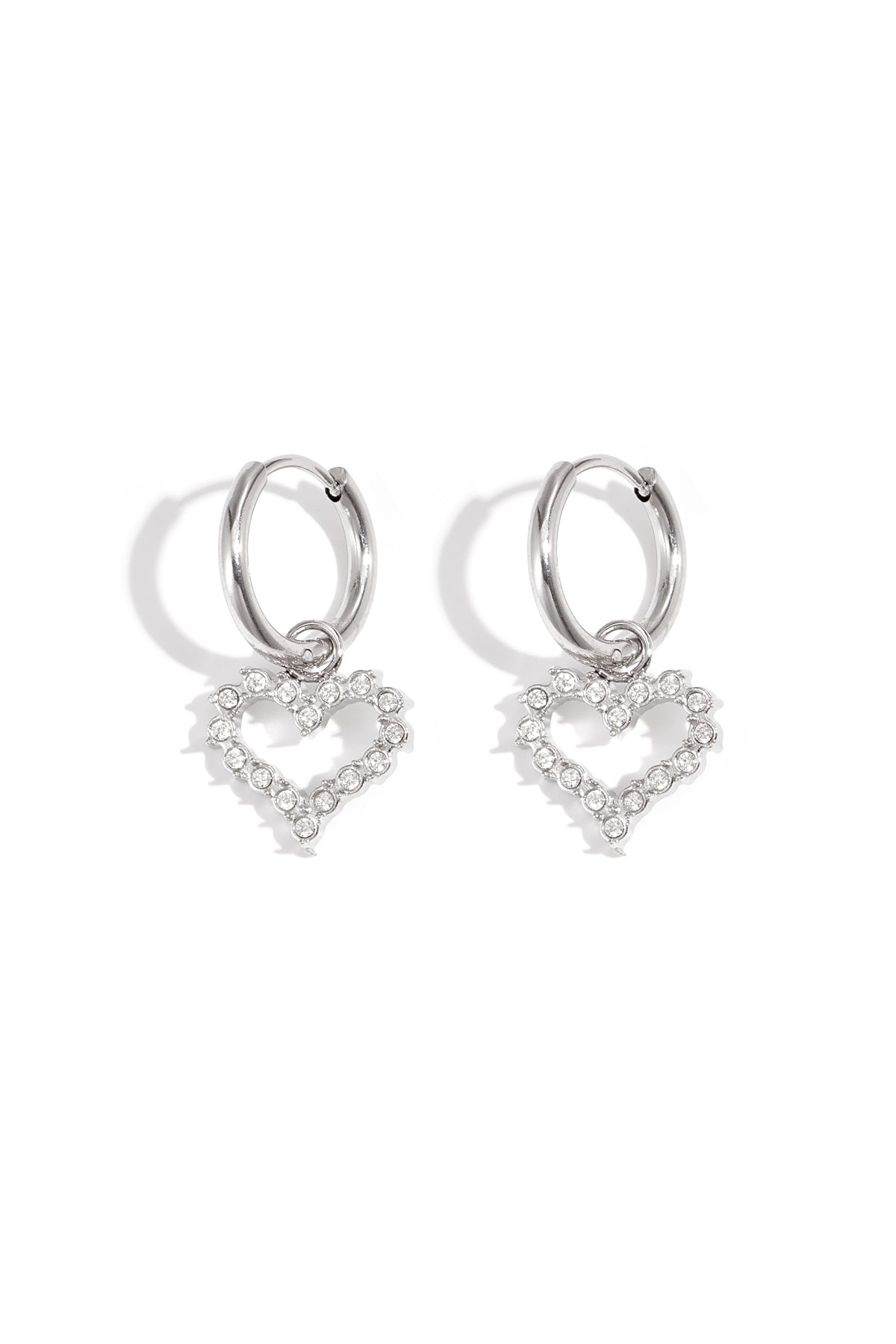 Boucles d'oreilles pendantes en acier inoxydable 304 pour femme avec cœur – couleur or