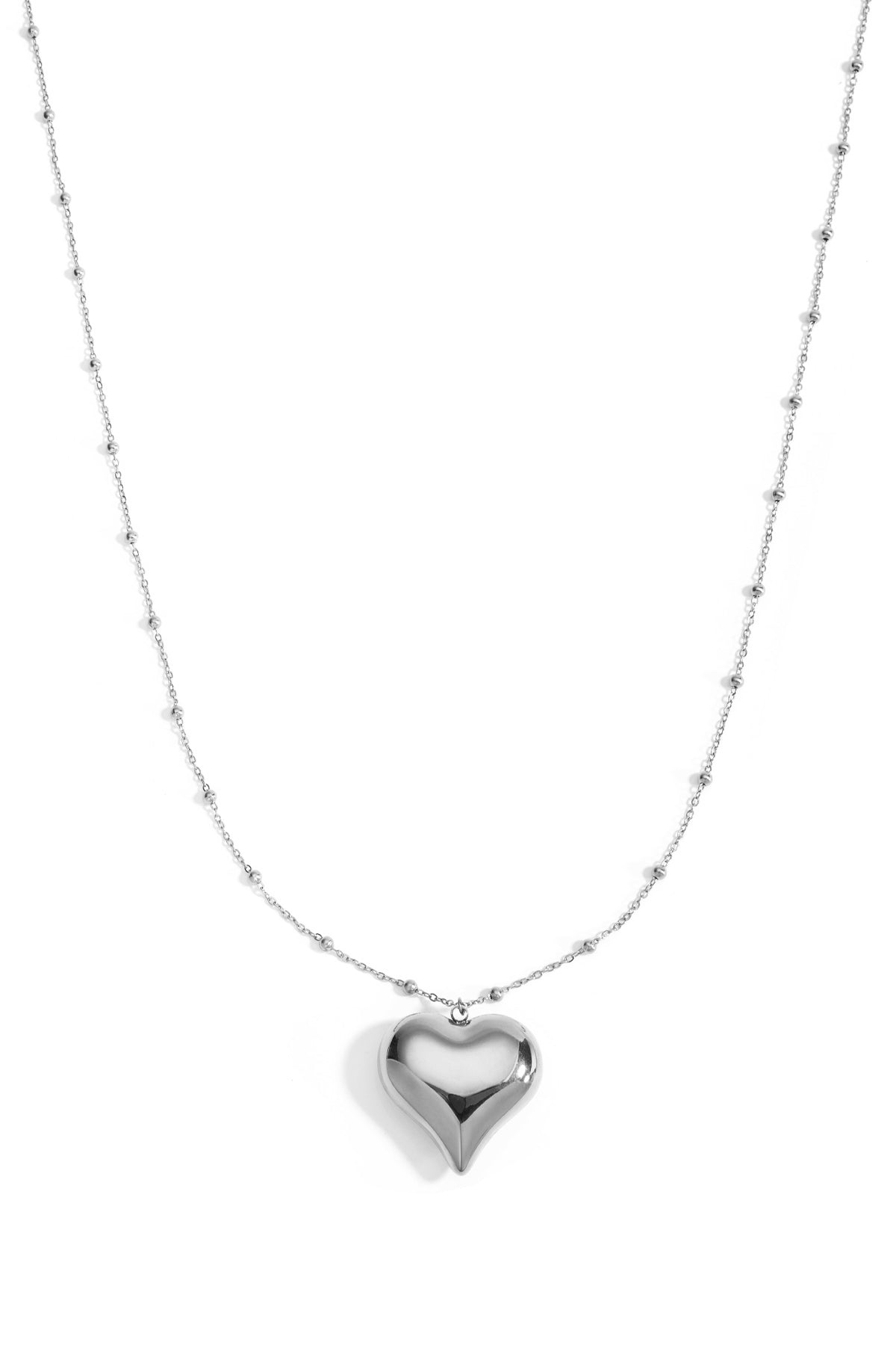 Long collier pour femmes en acier inoxydable avec pendentif cœur – doré et argenté