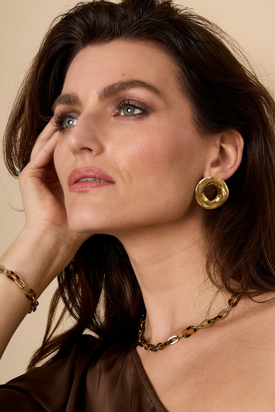 Puces d'oreilles pour femme en acier inoxydable 304, de forme ronde – couleur or