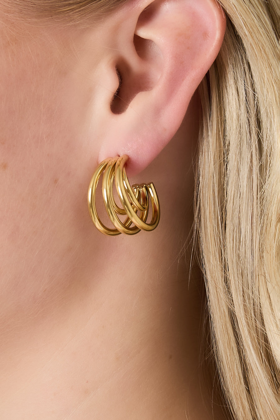 Boucles d'oreilles créoles pour femme en acier inoxydable de forme organique – doré