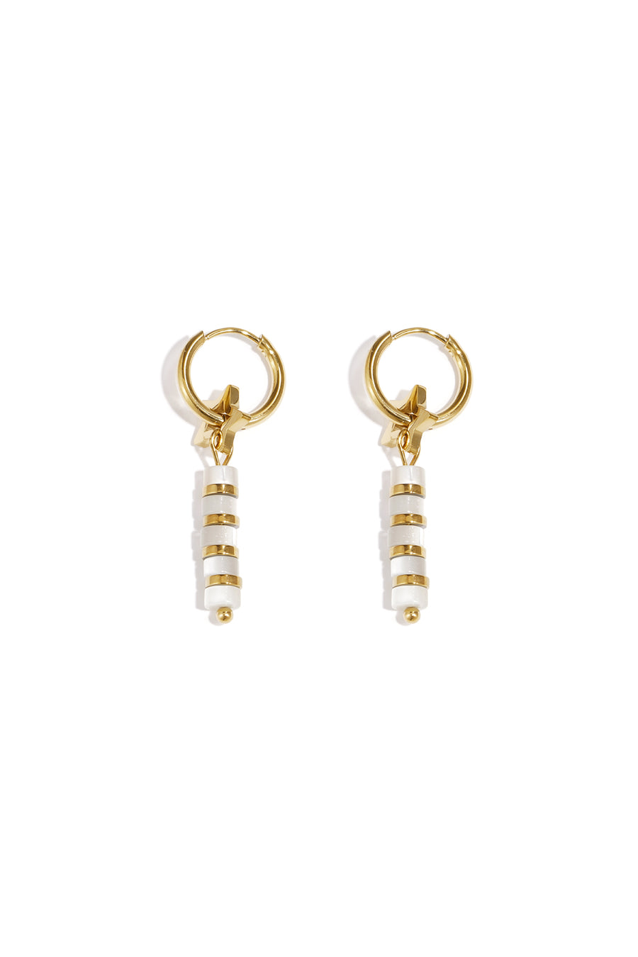Boucles d'oreilles pendantes pour femmes en acier inoxydable, pierre, hématite – couleur or