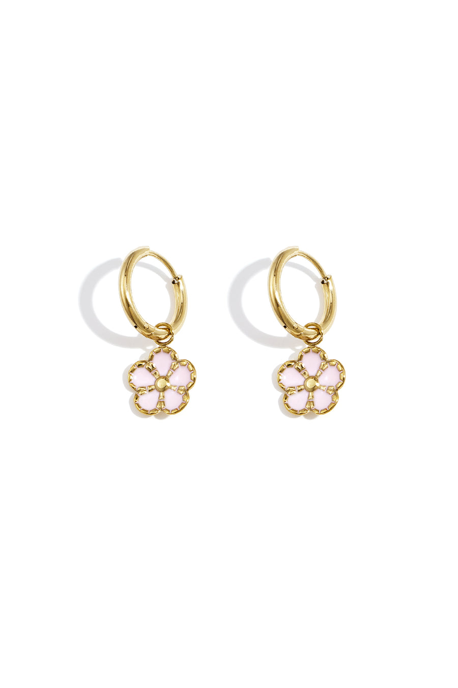 Boucles d'oreilles pendantes pour femmes en acier inoxydable avec motif floral – couleur or