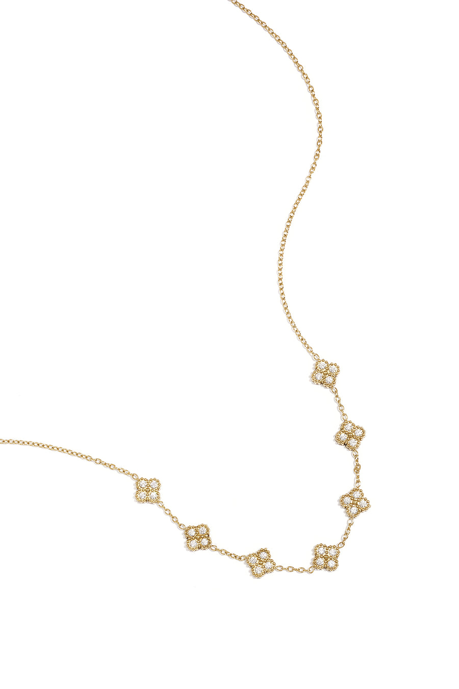 Ketting met zirkonia belegde klavers