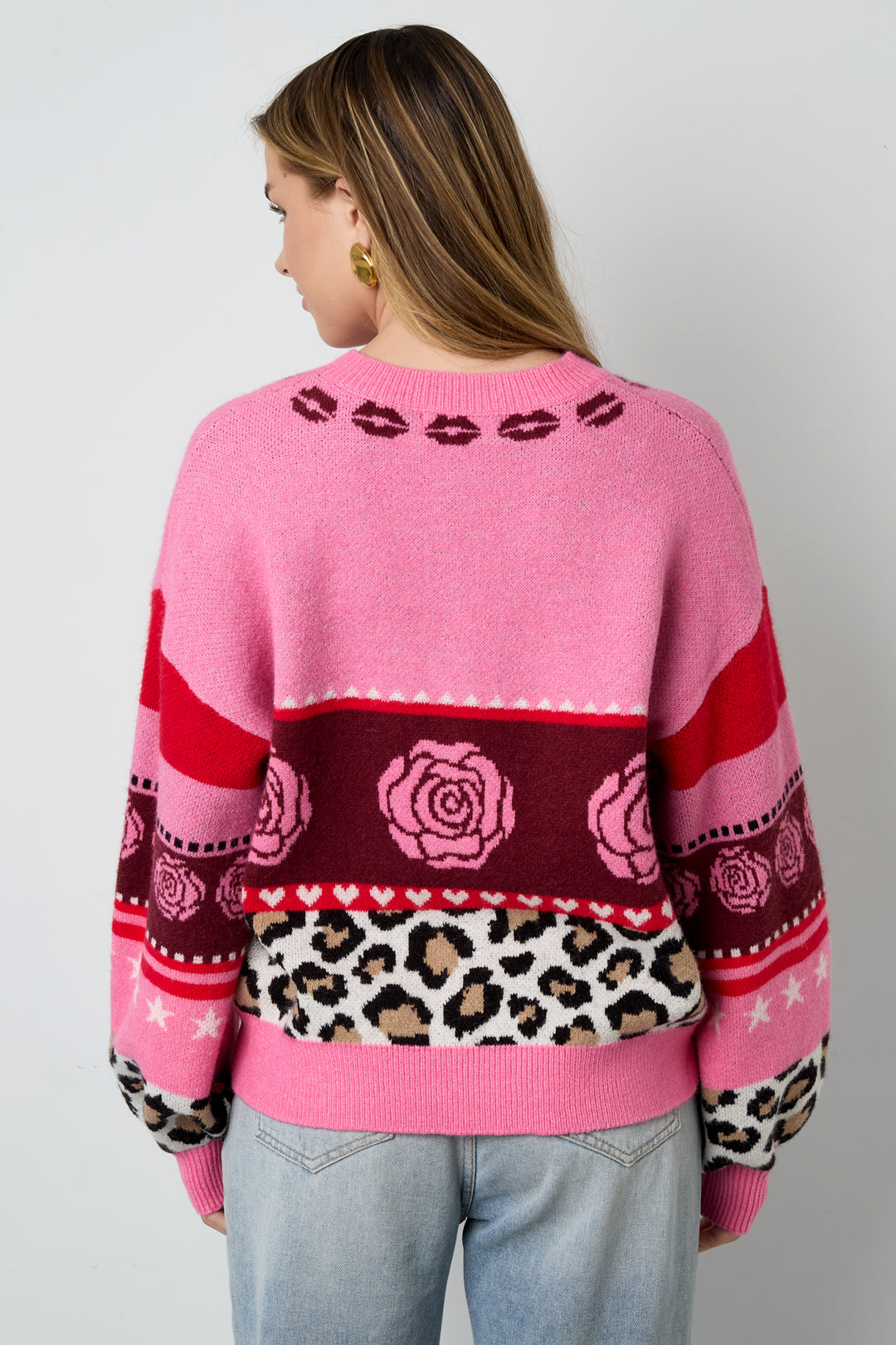 Gebreide Polyestervezel Vrouwen Cardigan Casual Bloemenprint