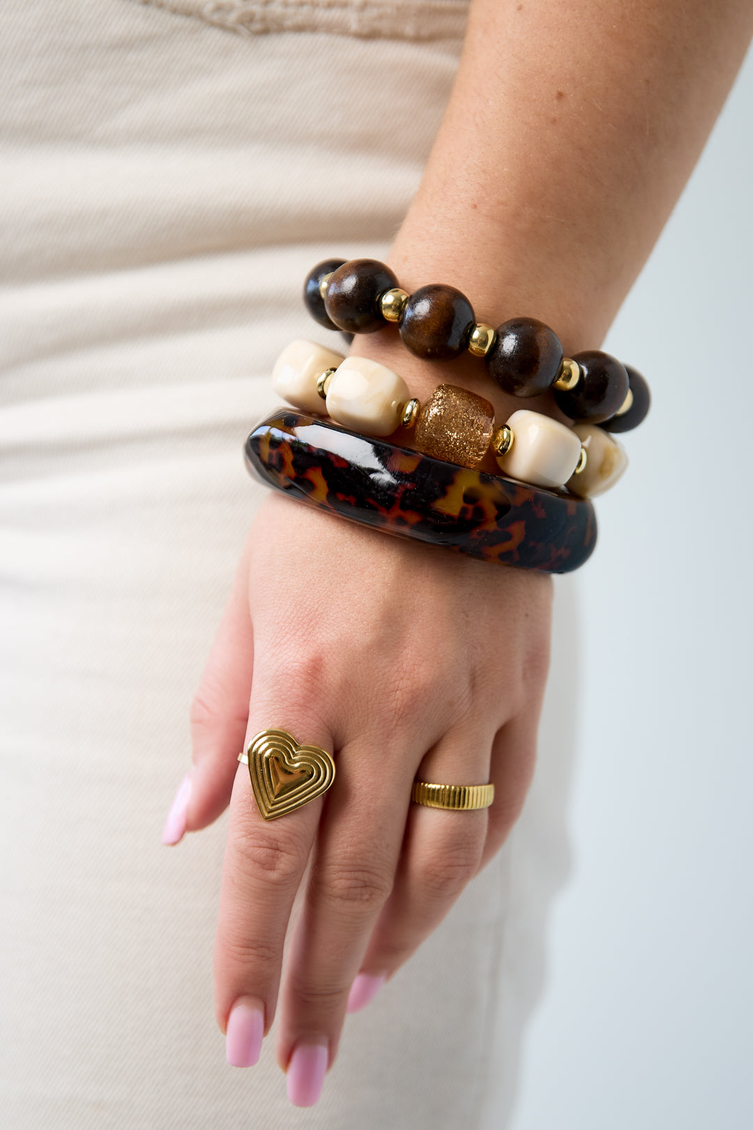 Leopard Print Resin Bangle for Women - Brown - Classic – image 2