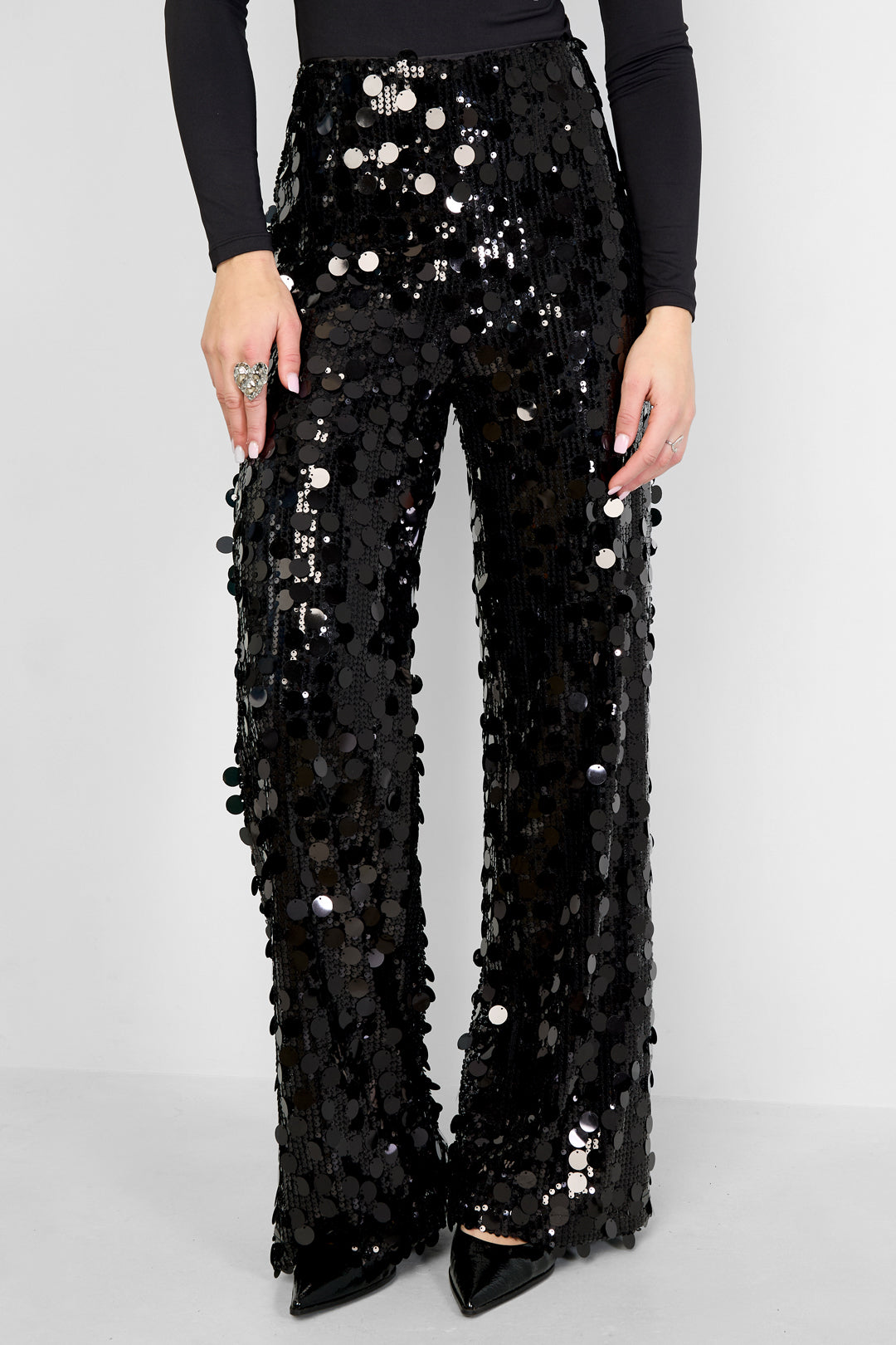 Dames broek met rechte pijpen en pailletten – productfoto 3