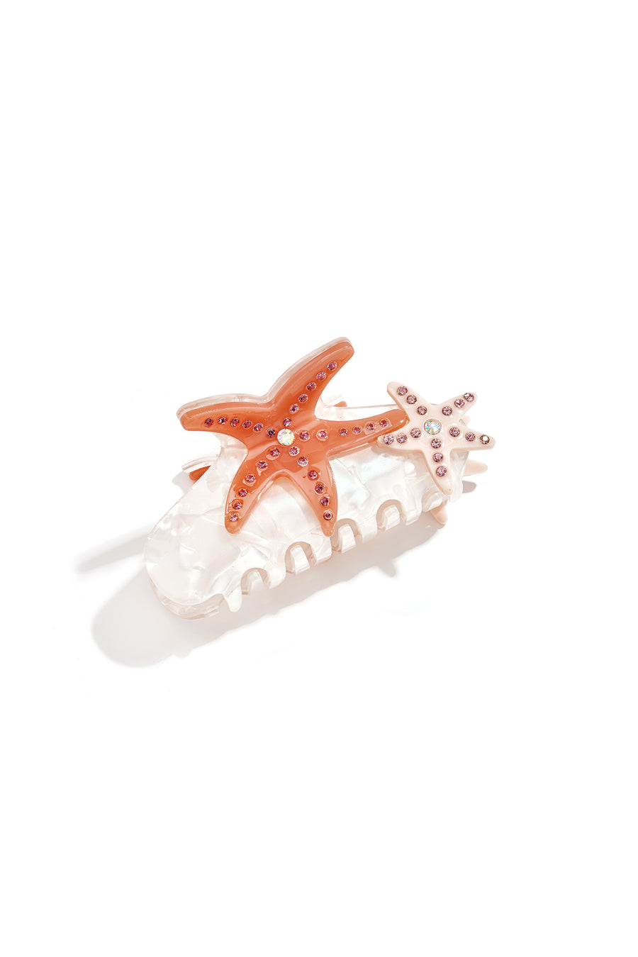 Pince à cheveux en acétate d’imitation à motif étoile de mer – orange – orientée vacances