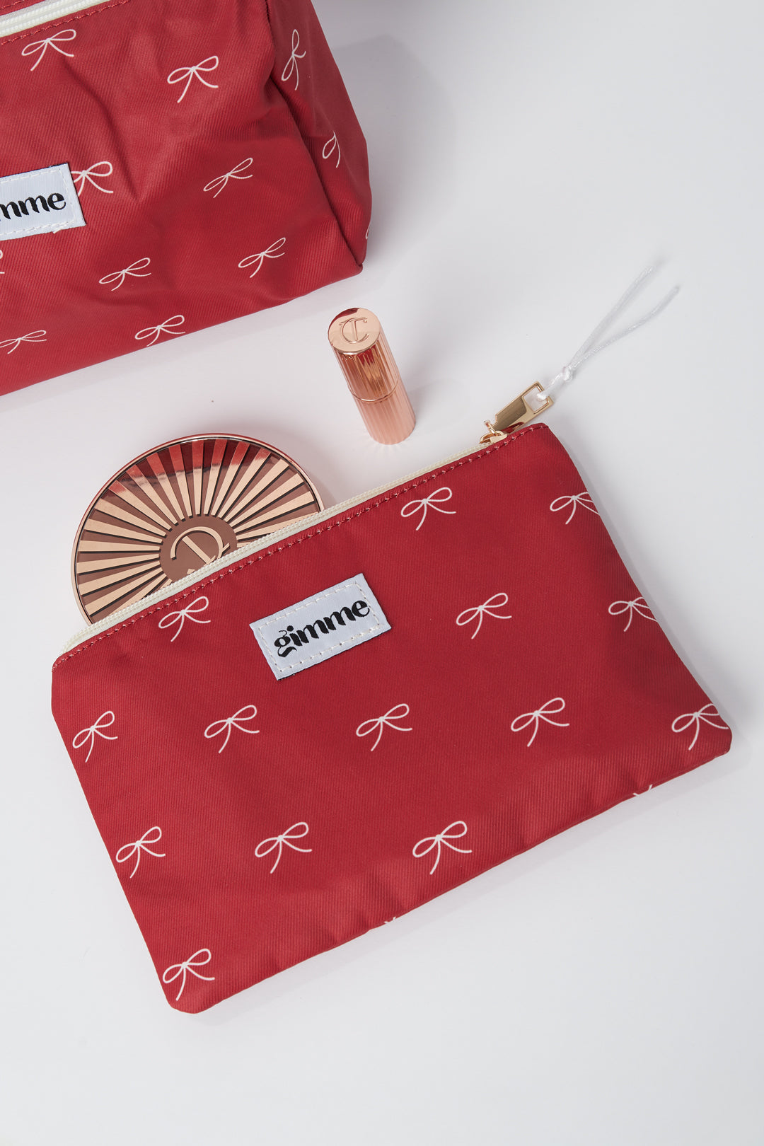 Trousse de maquillage en polyester à rayures – rouge – décontractée pour usage quotidien – photo 2