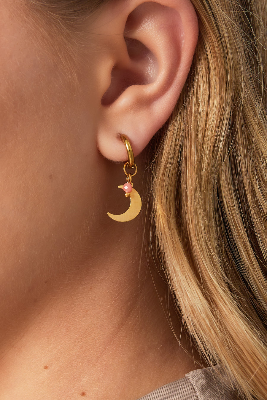 Boucles d'oreilles pendantes en acier inoxydable avec motif soleil pour femme – rose et bleu clair