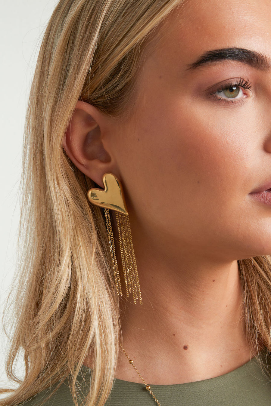 Women's Stainless Steel Drop Earrings with Heart Shape – Gold-Plated