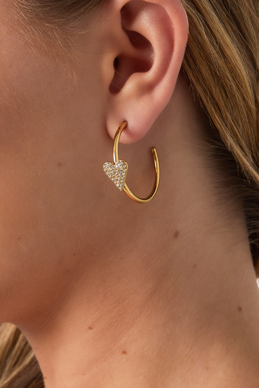 Boucles d'oreilles cœur en acier inoxydable pour femmes – coloris or et argent