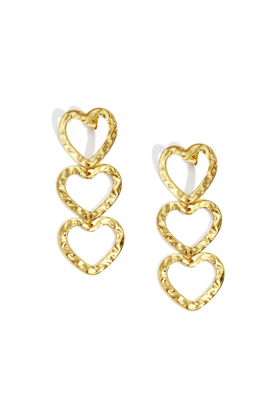 Boucles d'oreilles pendantes pour femmes en acier inoxydable en forme de cœur – couleur or