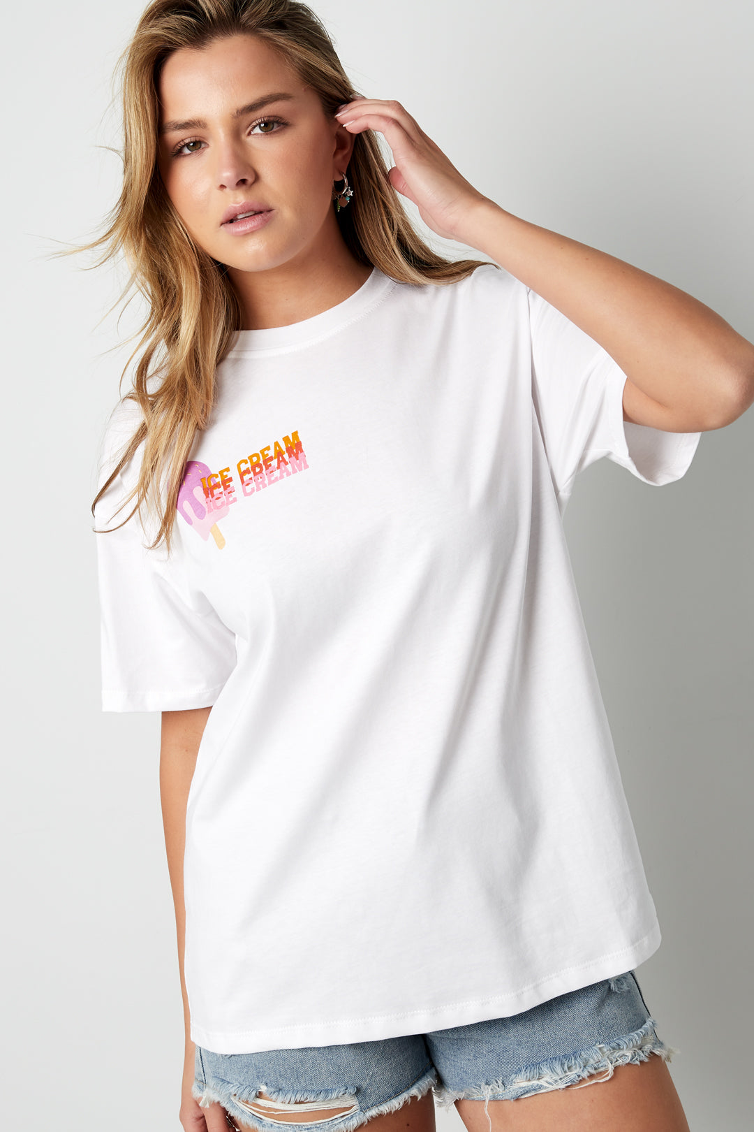 Women's T-shirt with text print – white – image 2