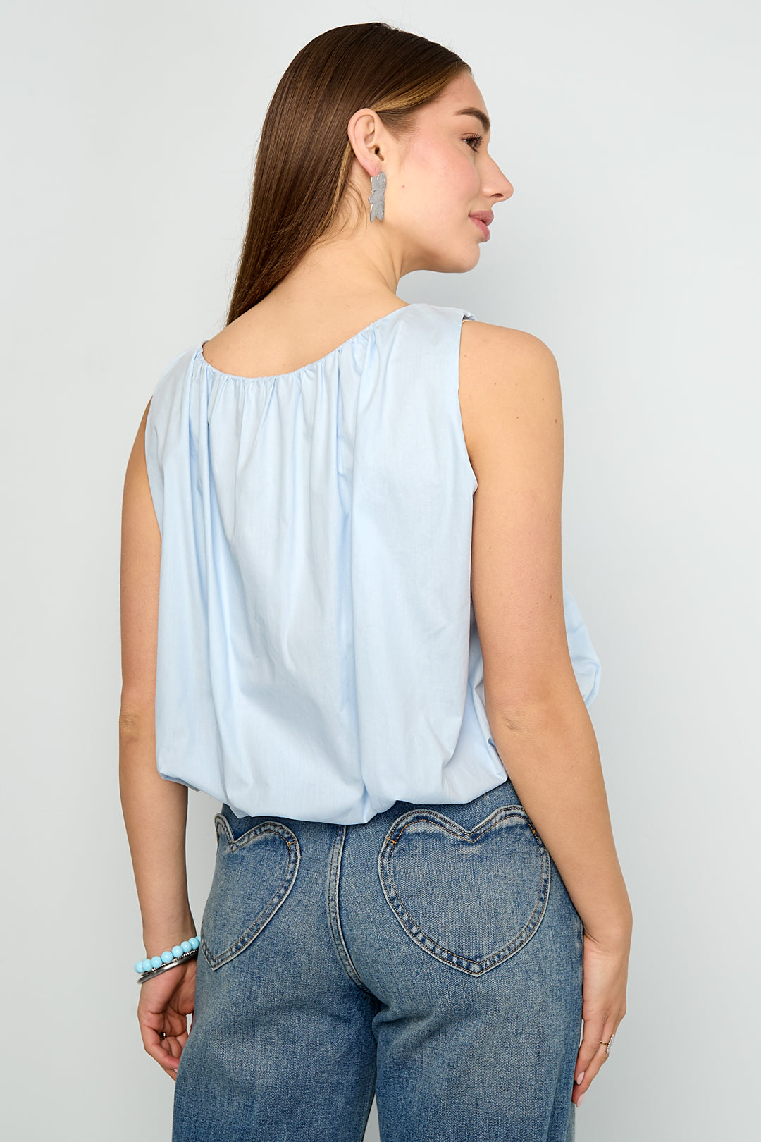 Dames casual ballontop van geweven katoen in drie kleuren – productfoto 8
