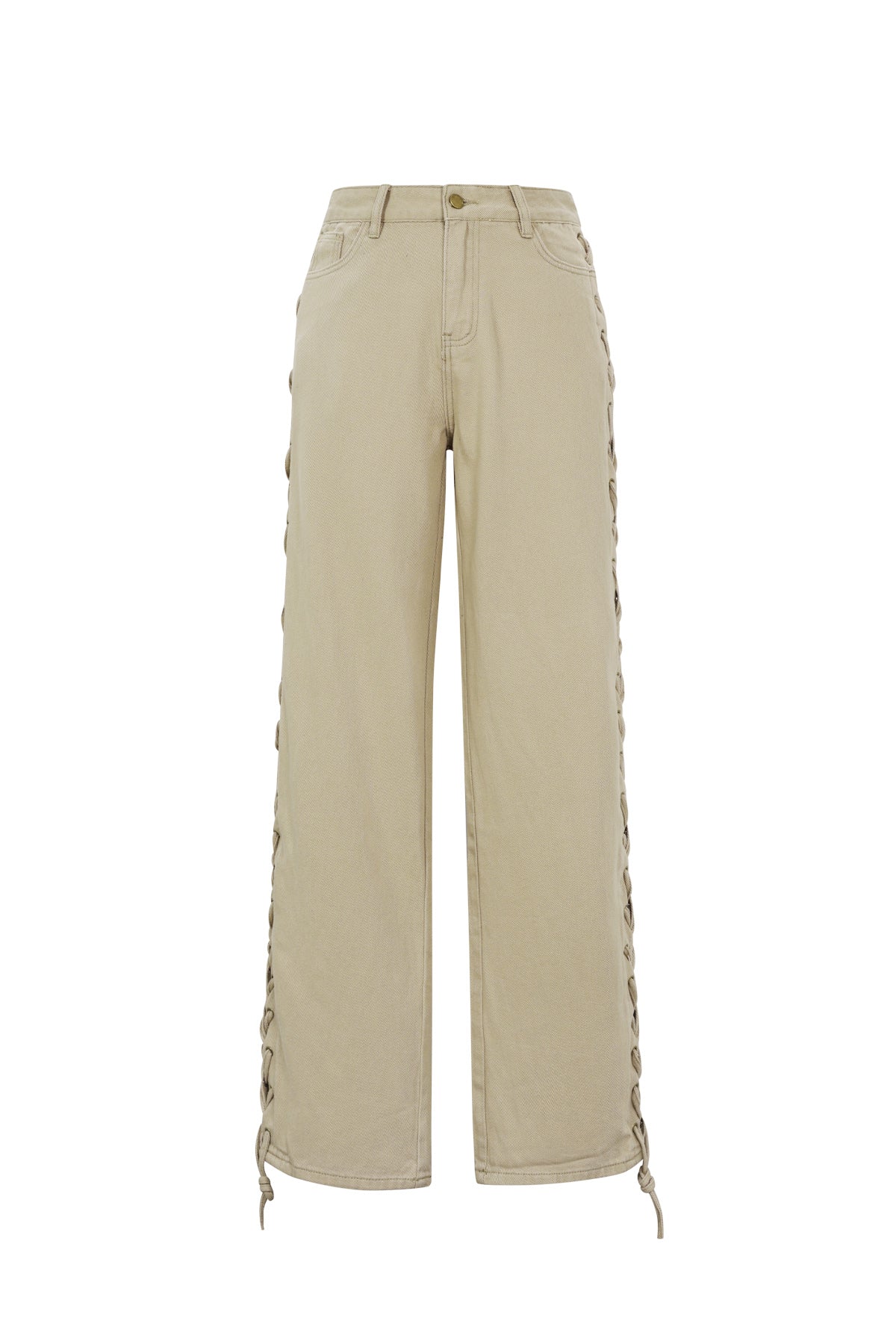 Jean pour femme avec détail de nœud et jambe droite