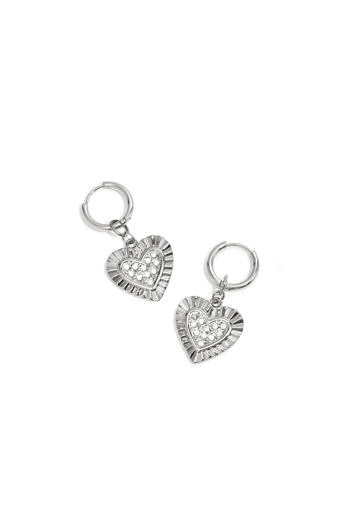 Boucles d'oreilles pendantes en acier inoxydable en forme de cœur pour femme - Doré