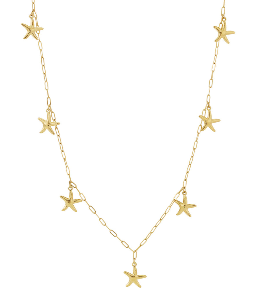 Long collier en acier inoxydable pour femme avec motif étoile