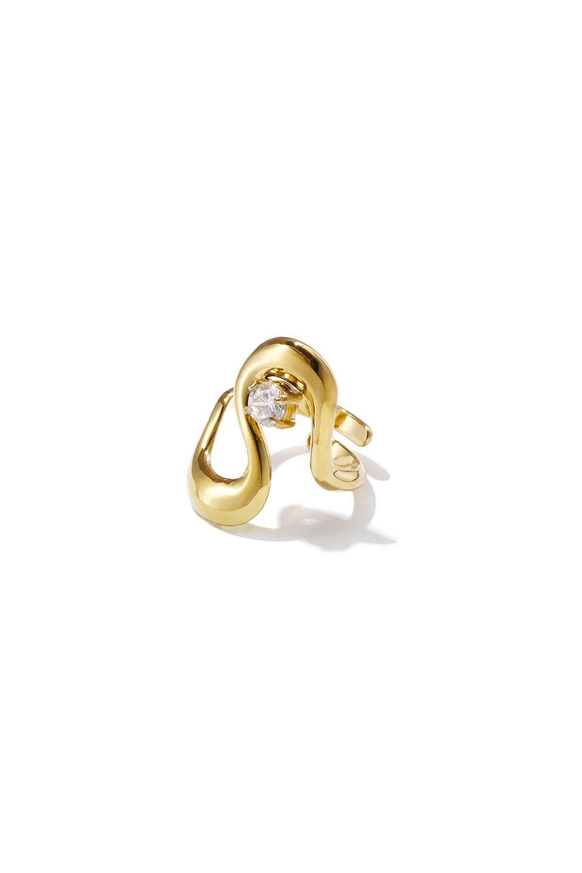 Bague fantaisie pour femme en acier inoxydable de forme organique – doré