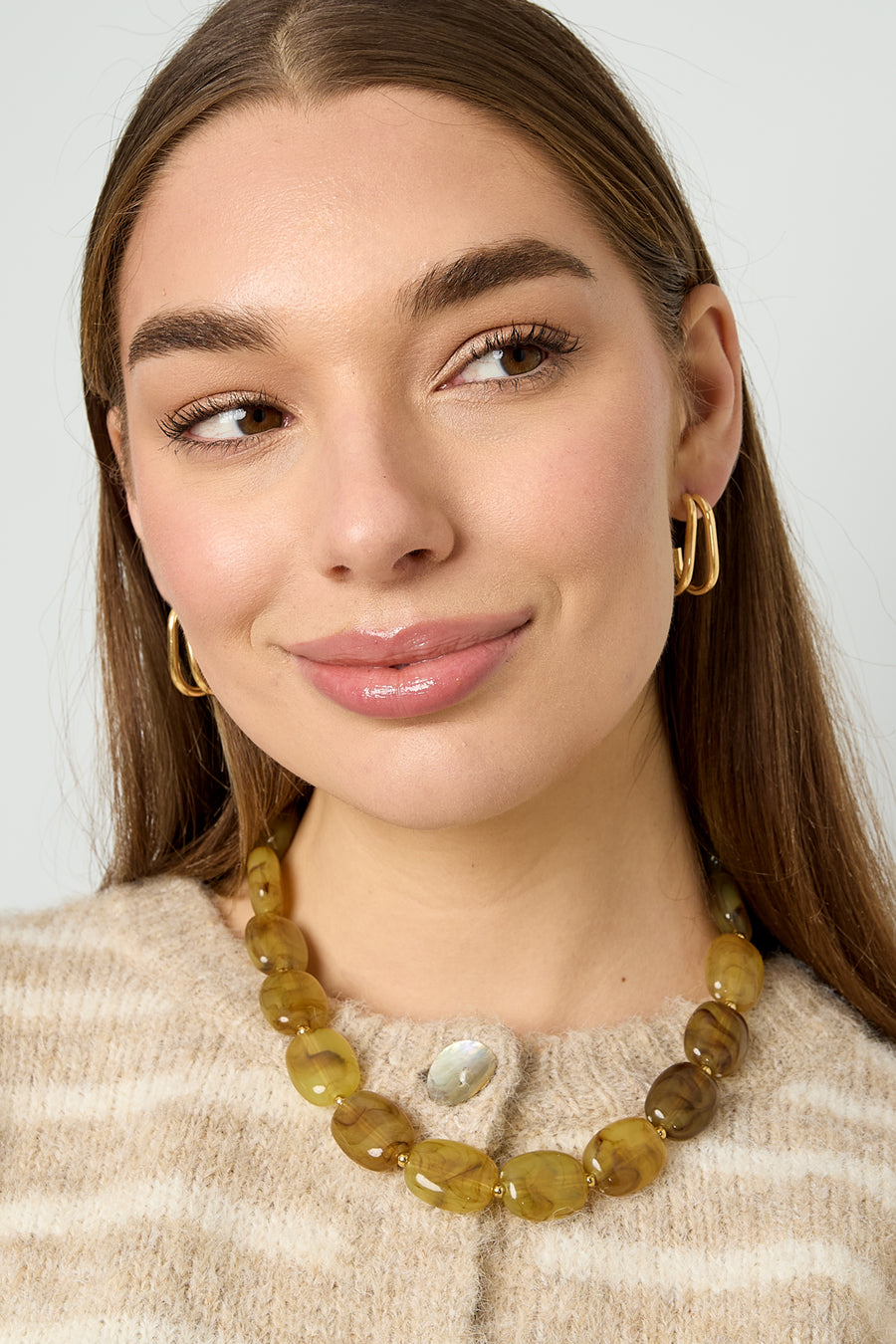 Boucles d'oreilles créoles pour femme en acier inoxydable avec motif linéaire – couleur or