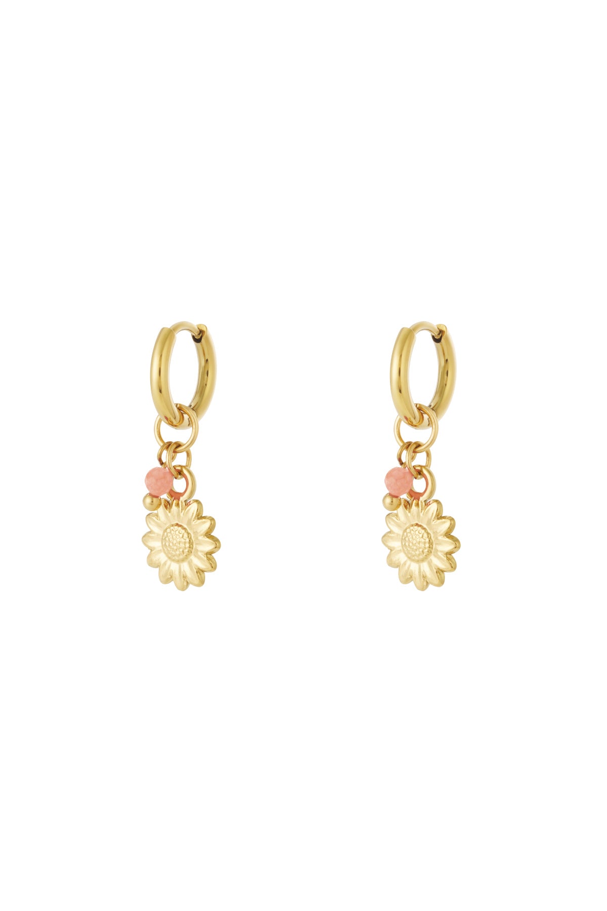 Boucles d'oreilles pendantes pour femme en acier inoxydable motif fleur – or rose