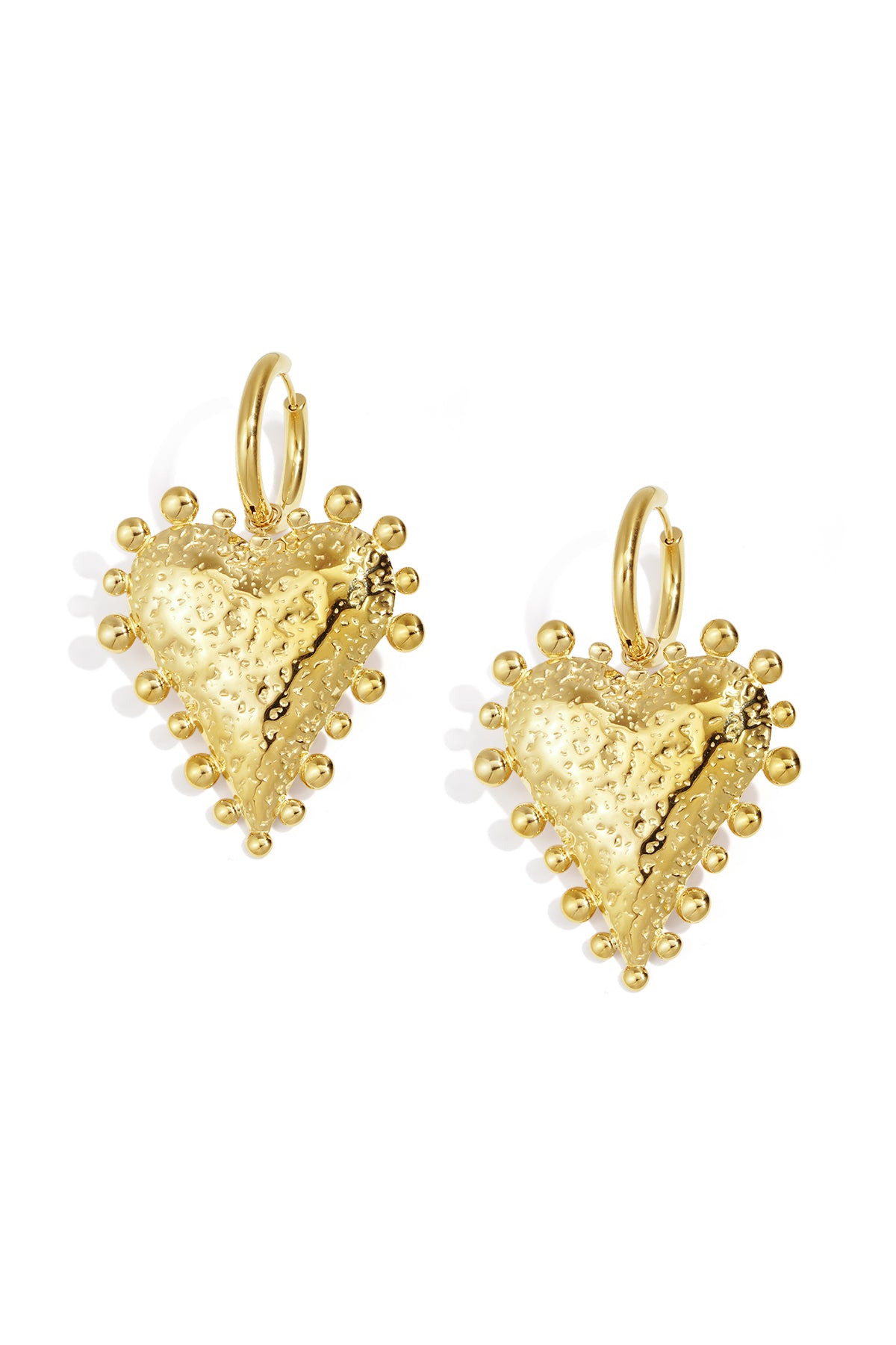 Women's Stainless Steel Heart Dangle Earrings – Gold