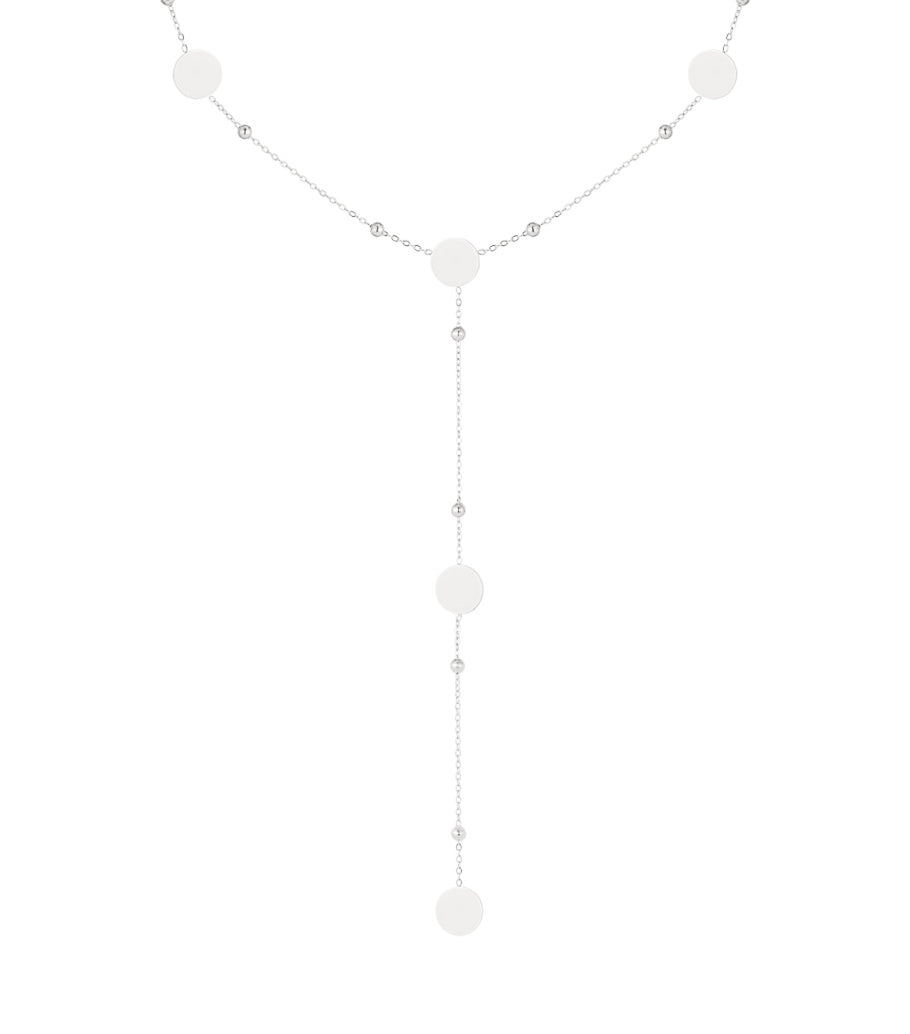Long collier pour femme en acier inoxydable avec forme organique et forme ronde