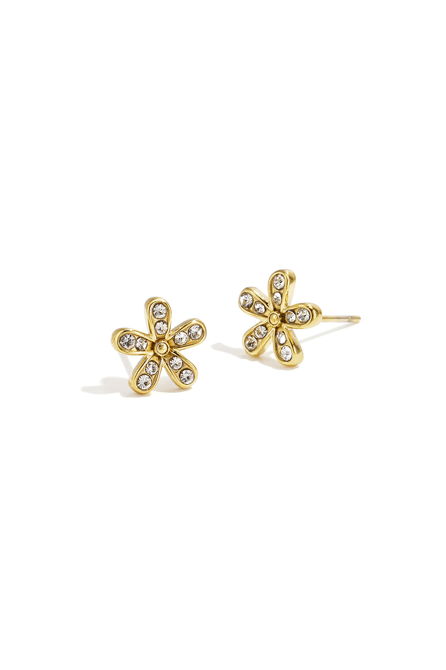 Women's stainless steel stud earrings with floral design – gold-colored and silver-colored