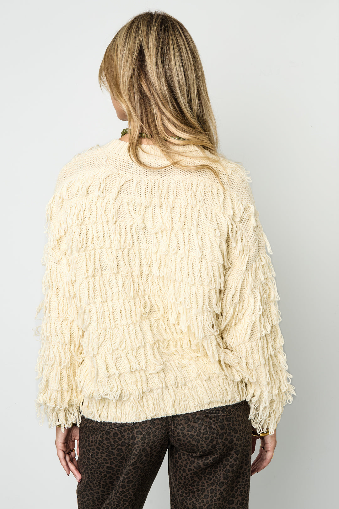 Dames gebreide trui van acryl met franjes – productfoto 10