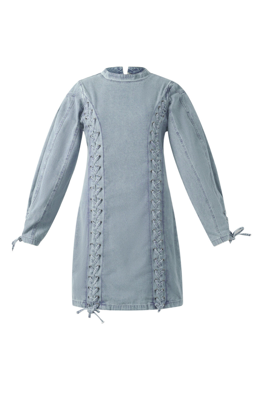 Robe en jean pour femme avec nœud décoratif – bleu