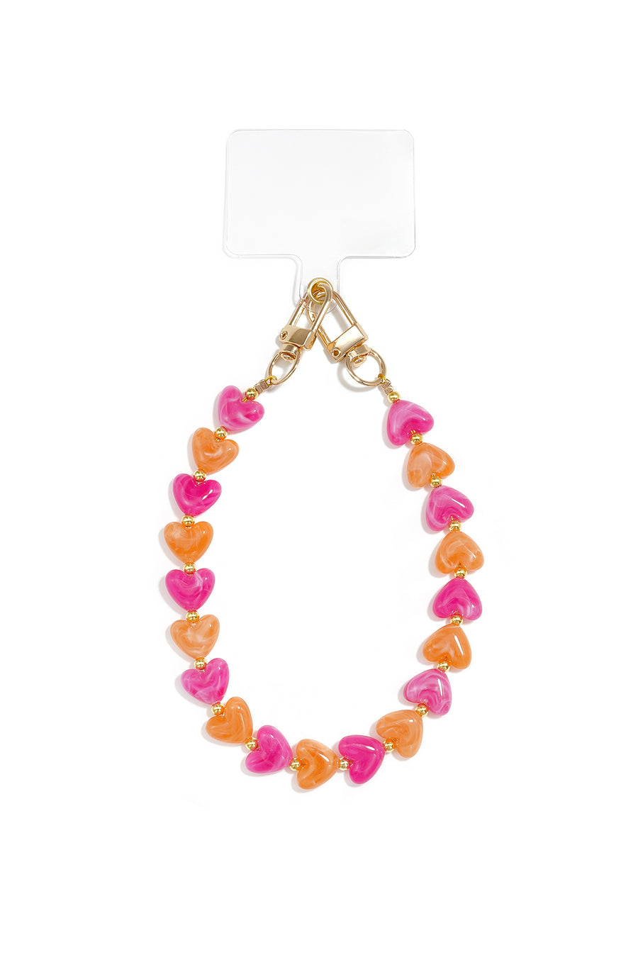 Cordon de téléphone en acrylique avec cœurs et perles – plusieurs couleurs