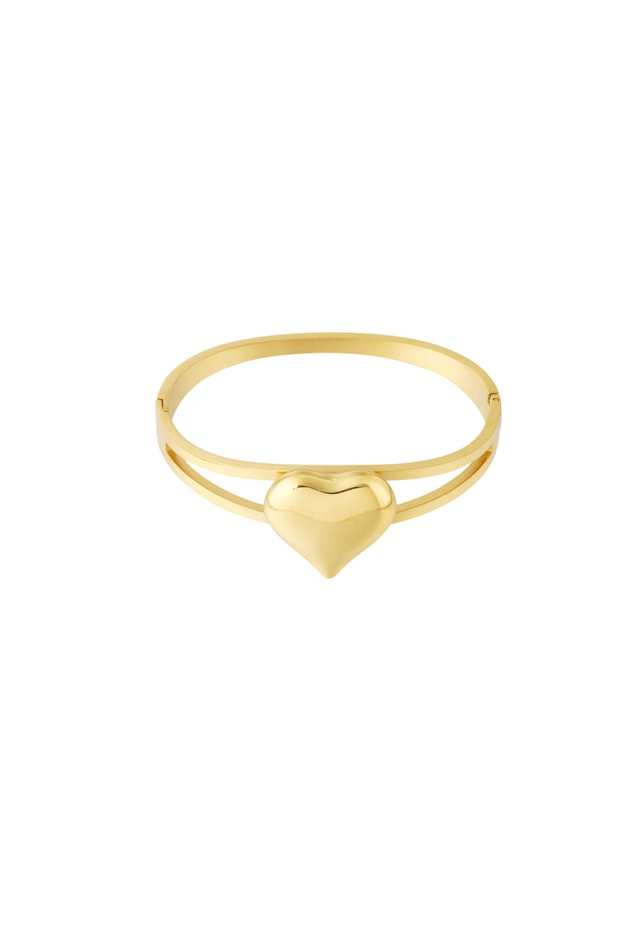 Bracelet jonc en acier inoxydable avec cœur pour femme – couleur or