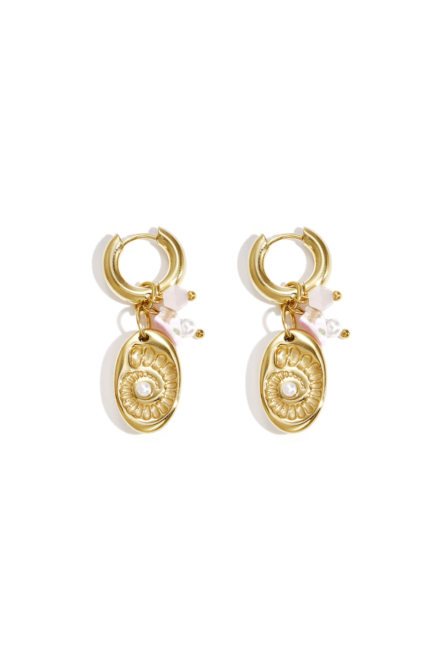 Boucles d'oreilles pendantes en acier inoxydable pour femmes, avec cristal, pierre et perle fantaisie à motif coquillage