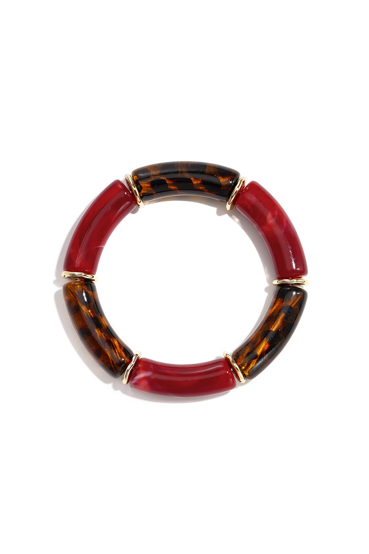 Bracelet perlé en acrylique pour femme – marron foncé et doré