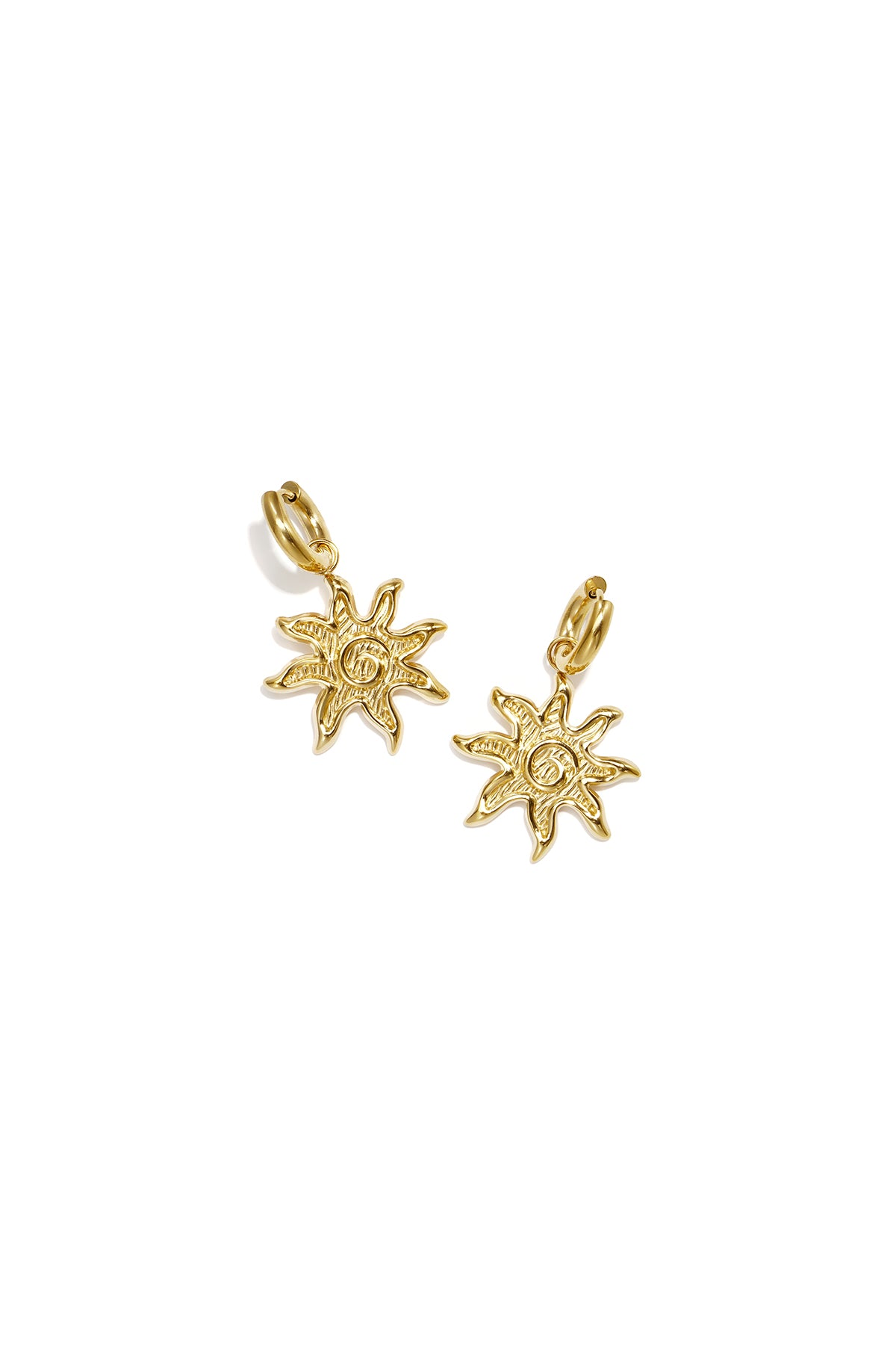 Boucles d'oreilles pendantes en acier inoxydable doré avec motif soleil pour femmes