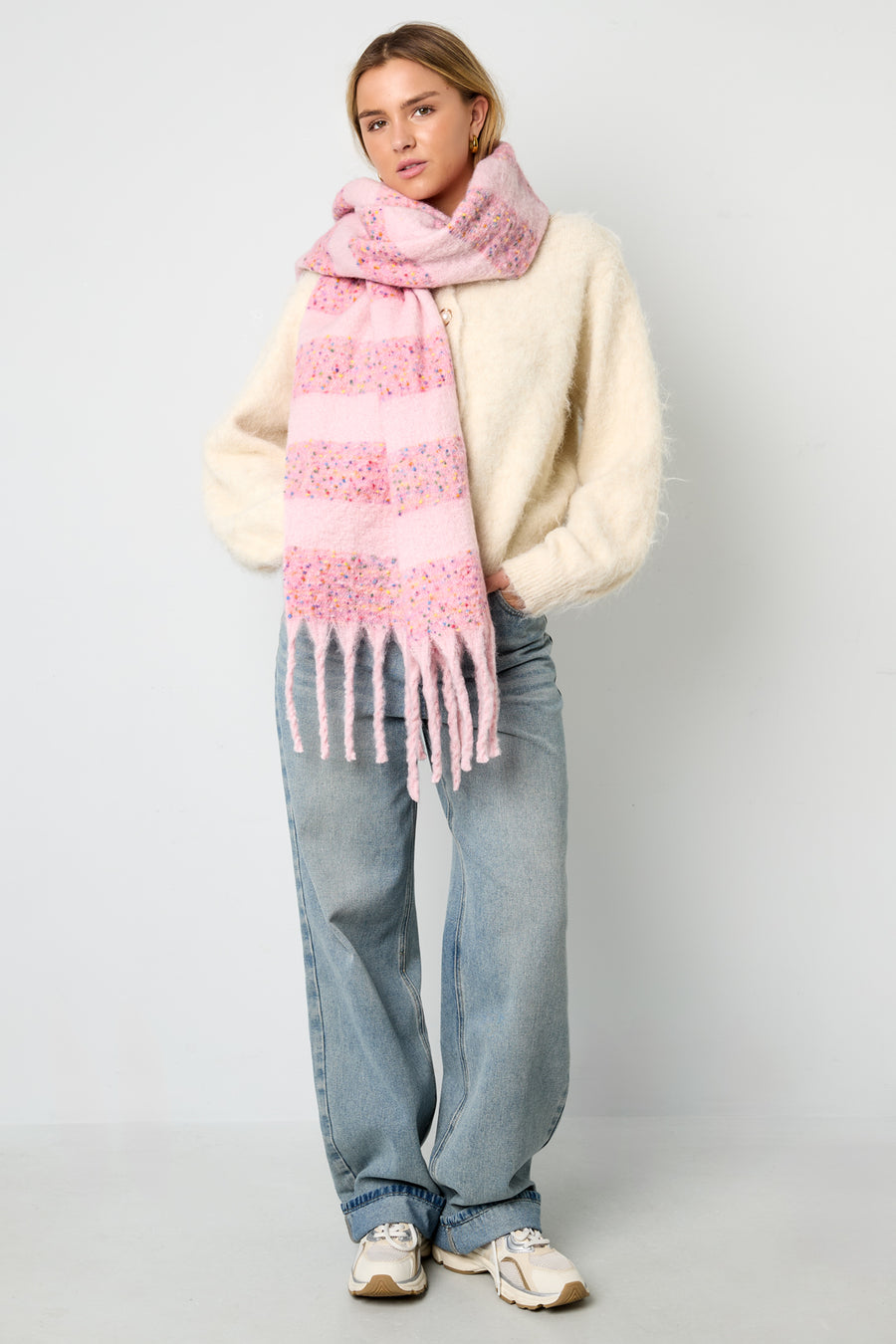 Écharpe d'hiver 100 % polyester à rayures pour femme – plusieurs coloris