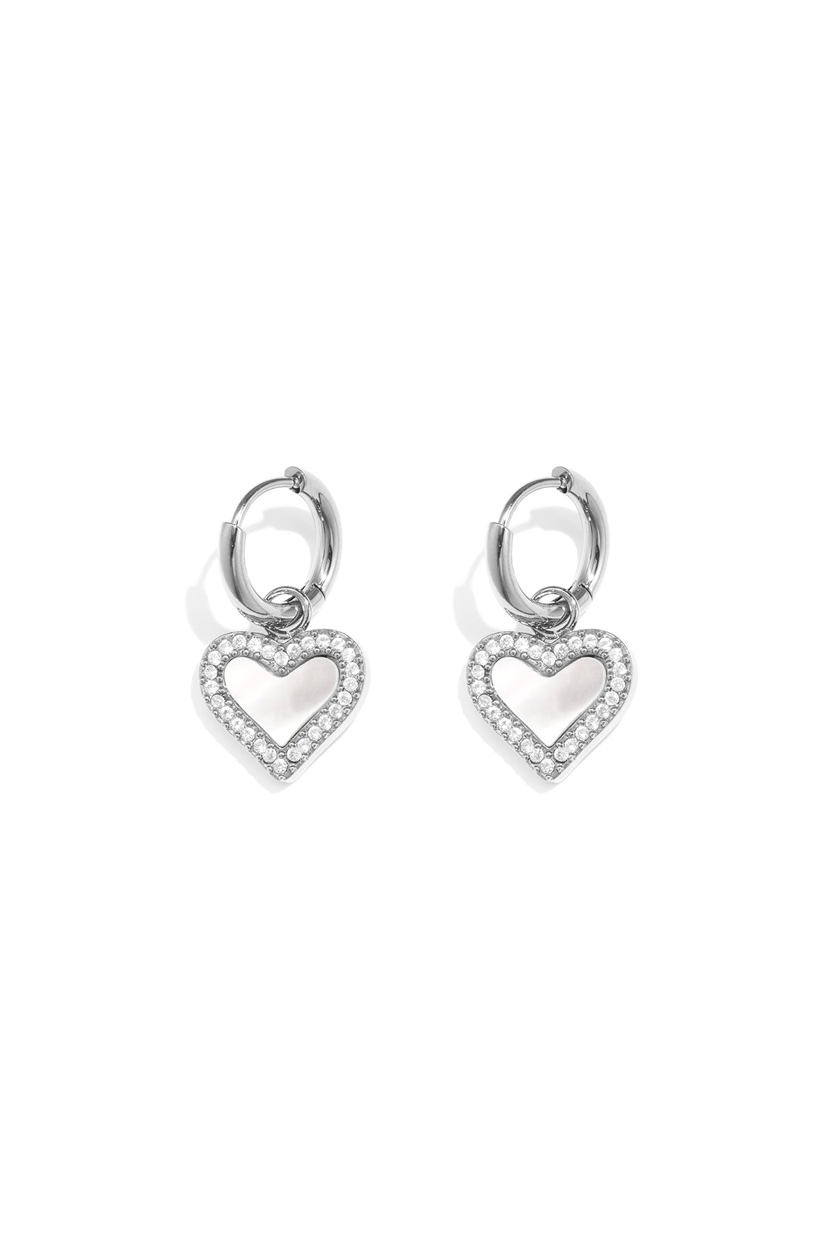 Boucles d'oreilles pendantes en acier inoxydable en forme de cœur pour femme – doré