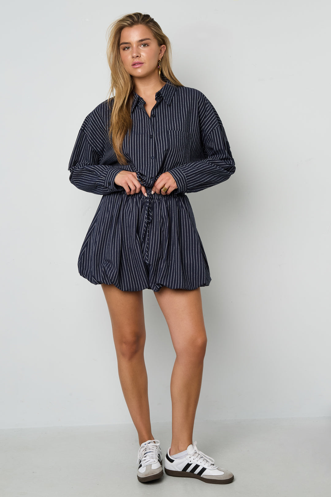 Dames casual gestreepte shorts van geweven katoen – productfoto 5