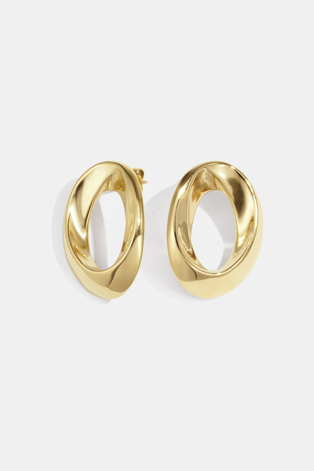 Women's 304 Stainless Steel Round Stud Earrings – Gold-colored