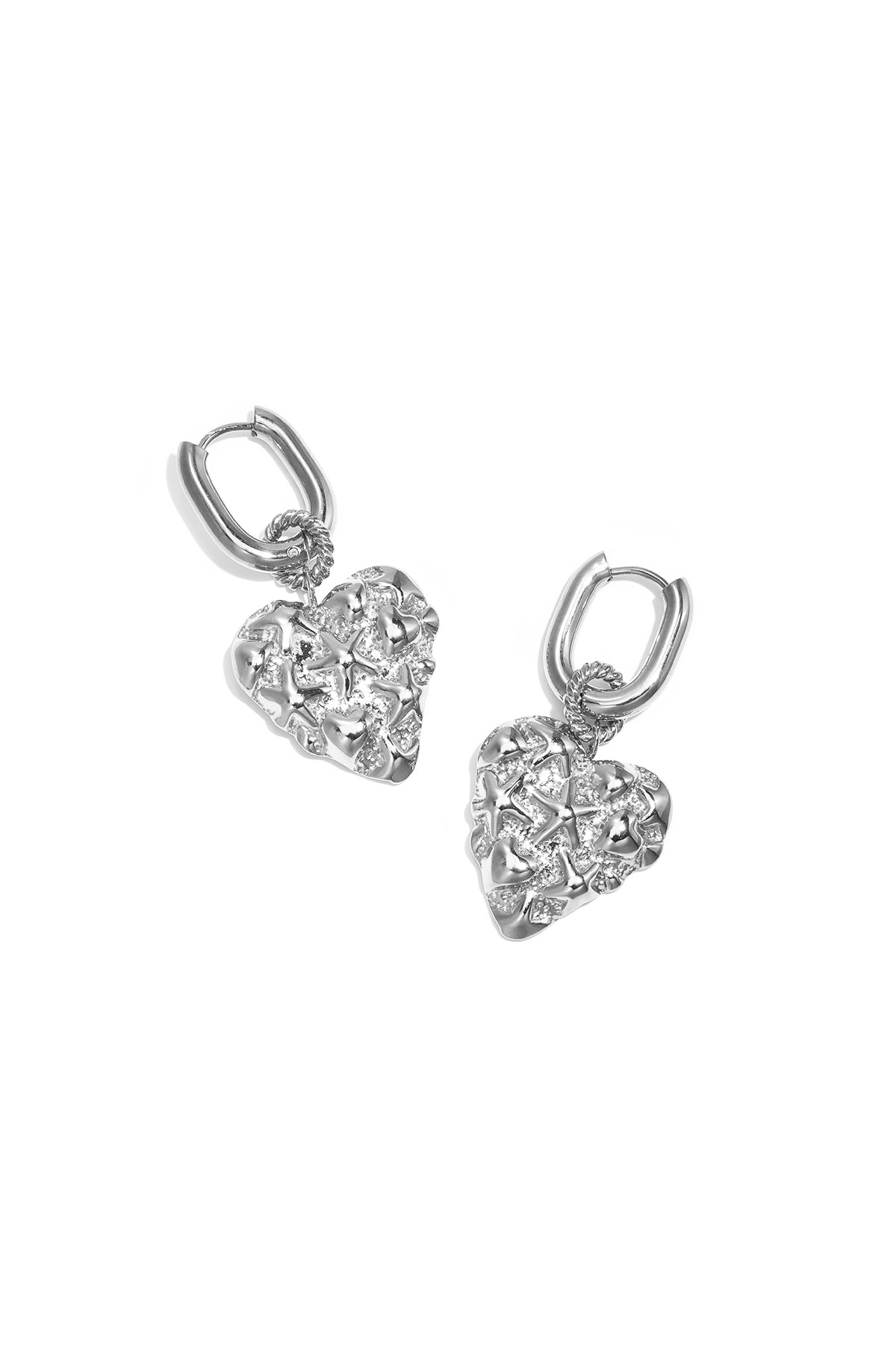 Stainless Steel Dangle Earrings for Women with Heart Shape – Gold-Plated