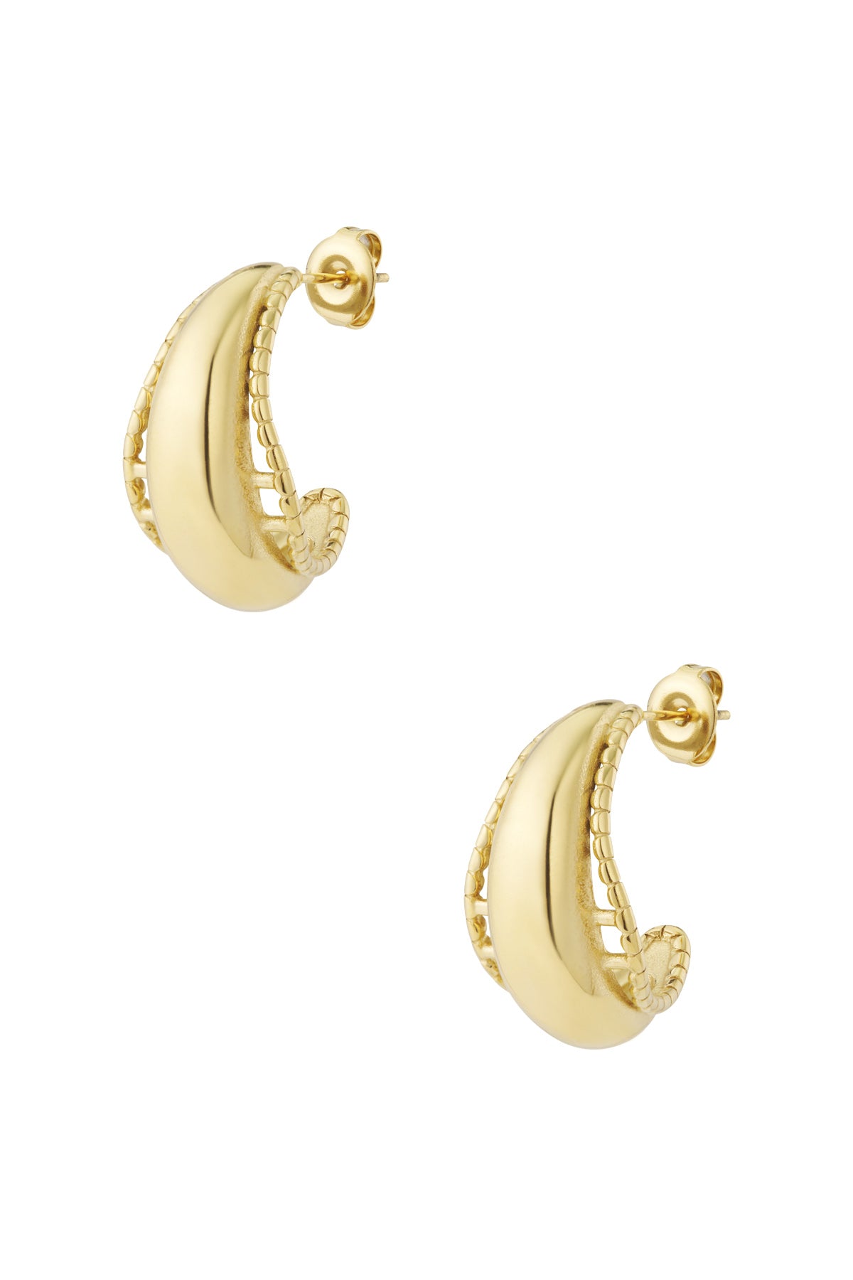 Boucles d'oreilles pour femmes en acier inoxydable, forme organique – doré