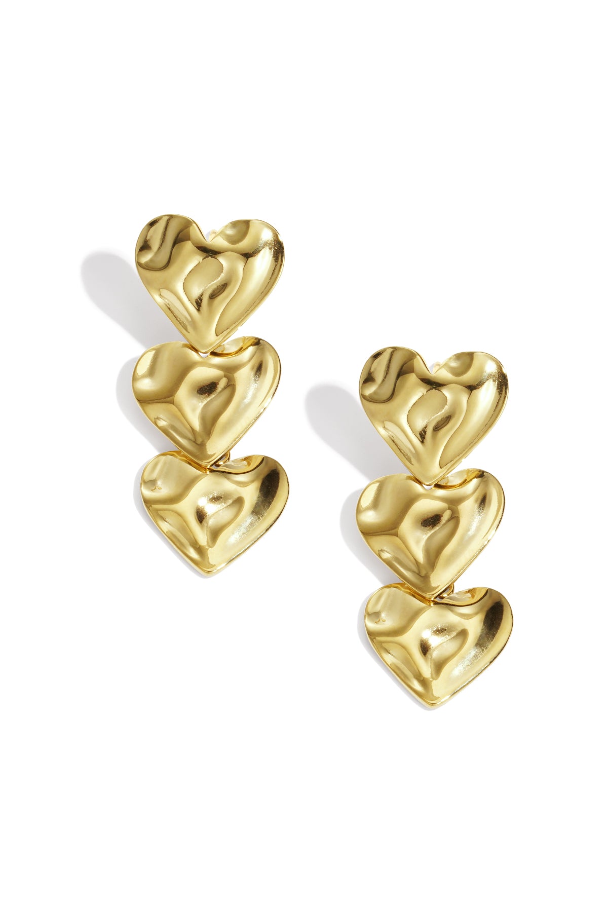 Boucles d'oreilles pendantes en acier inoxydable 304 pour femme, en forme de cœur – doré