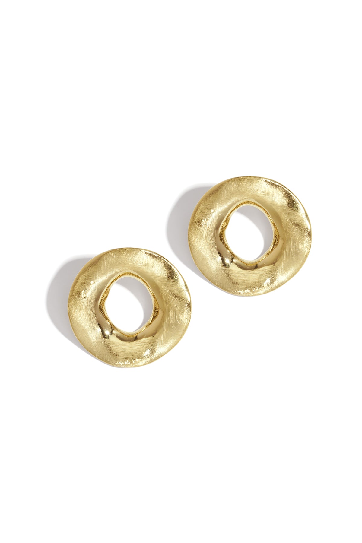 304 Stainless Steel Round Stud Earrings for Women - Gold-Colored