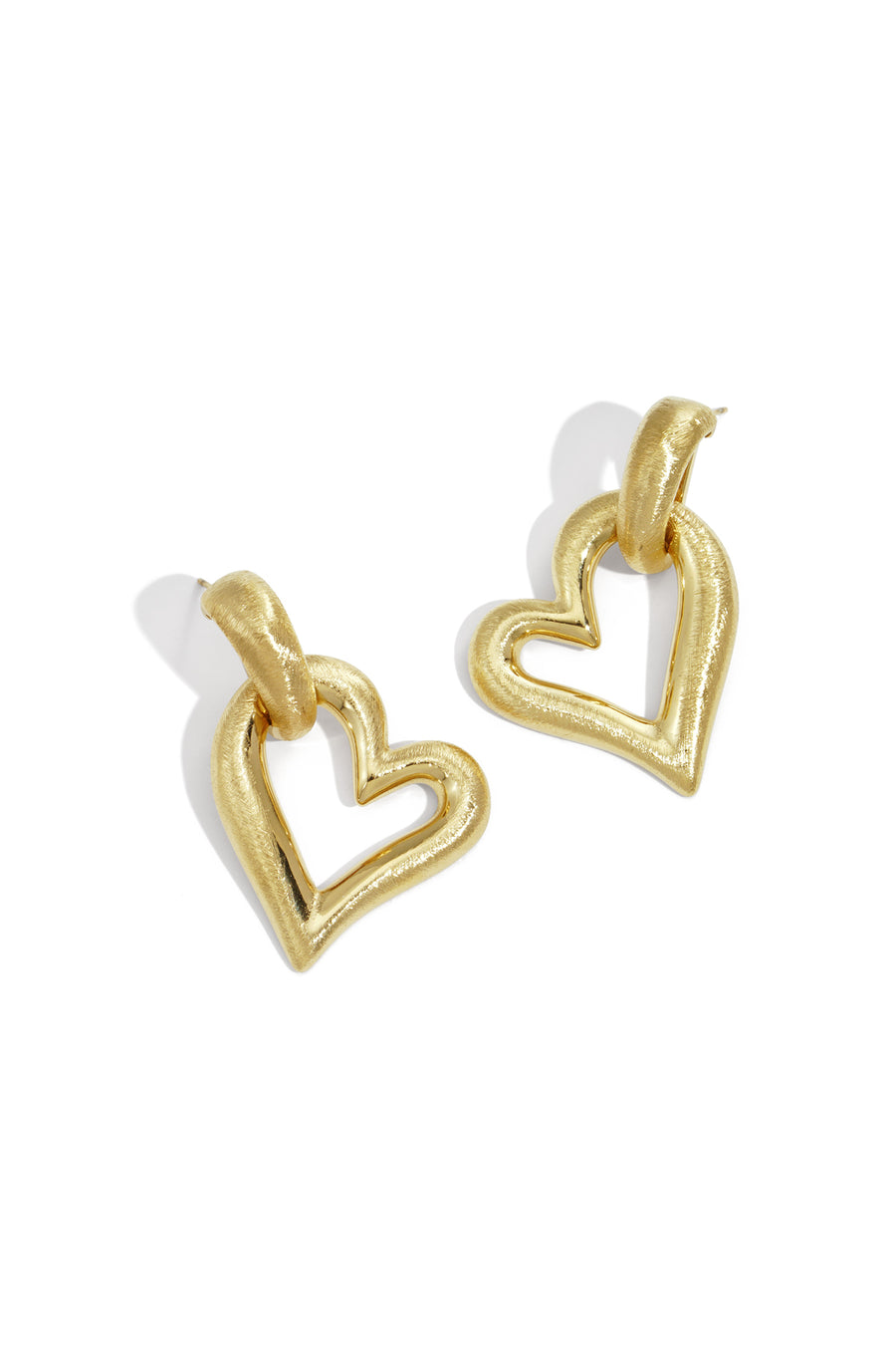 Boucles d'oreilles pendantes cœur en acier inoxydable 304 pour femme – couleur or