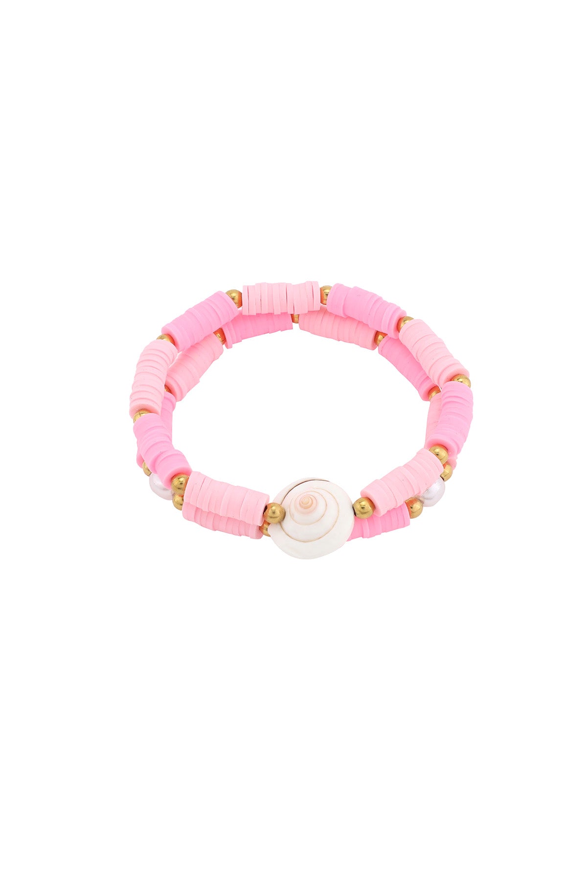 Bracelet perlé pour femme en argile polymère, acier inoxydable, perle d'imitation, coquillage