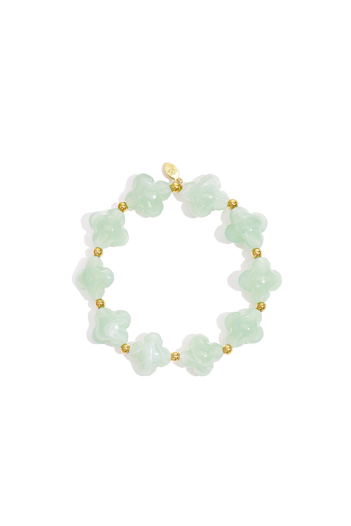 Women's acrylic beaded bracelet with clover motif – multiple colors