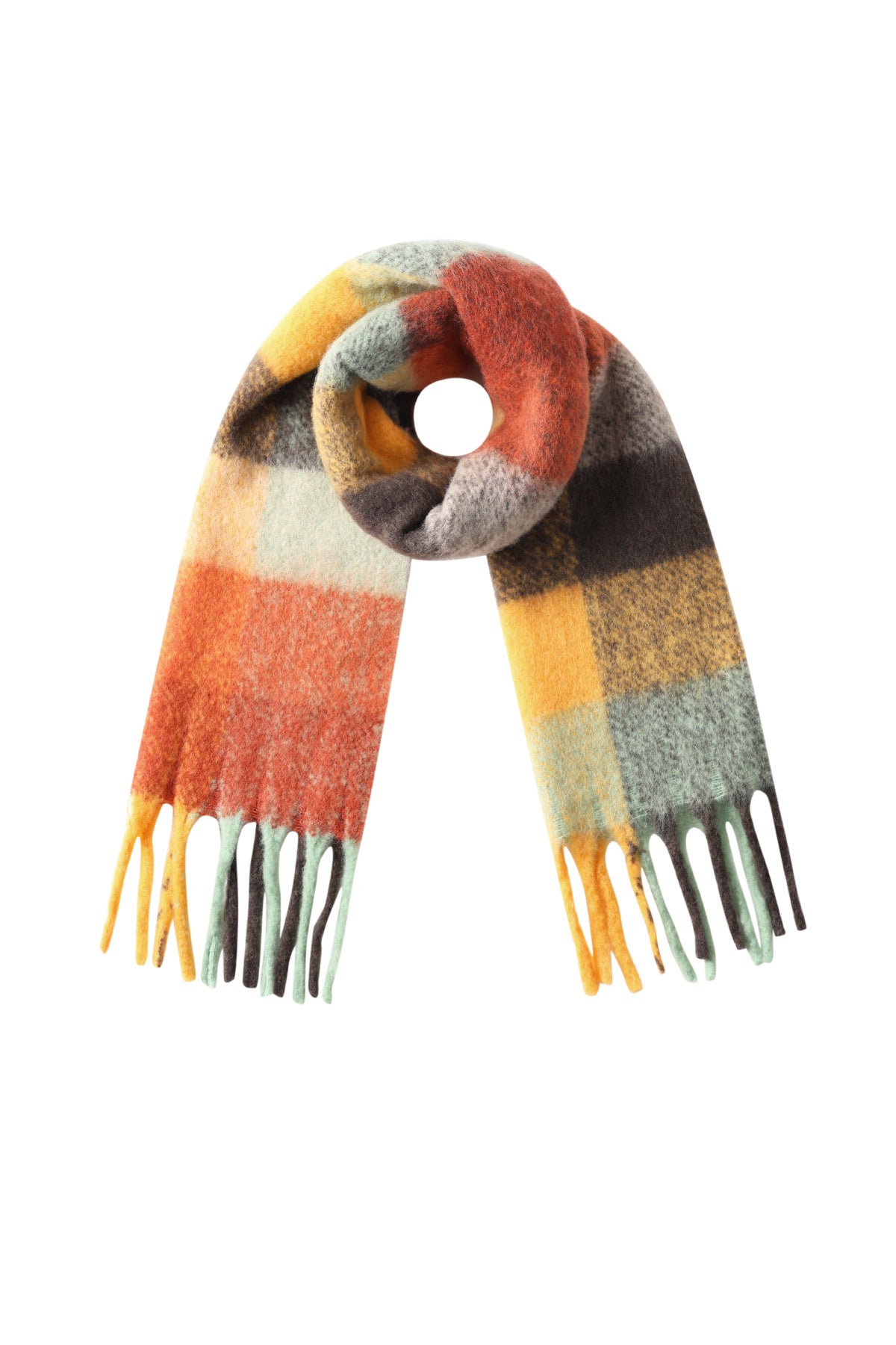 Women's winter scarf made from 70% polyester, 30% wool with a check pattern – multiple colours