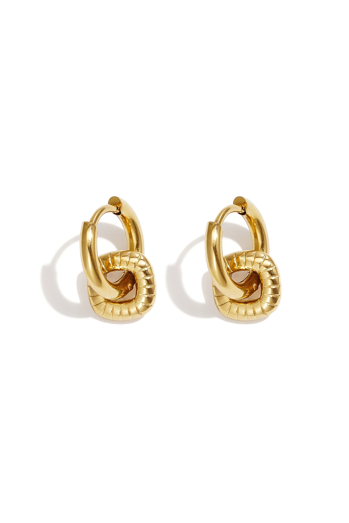Boucles d'oreilles pendantes géométriques en acier inoxydable pour femme - couleur or