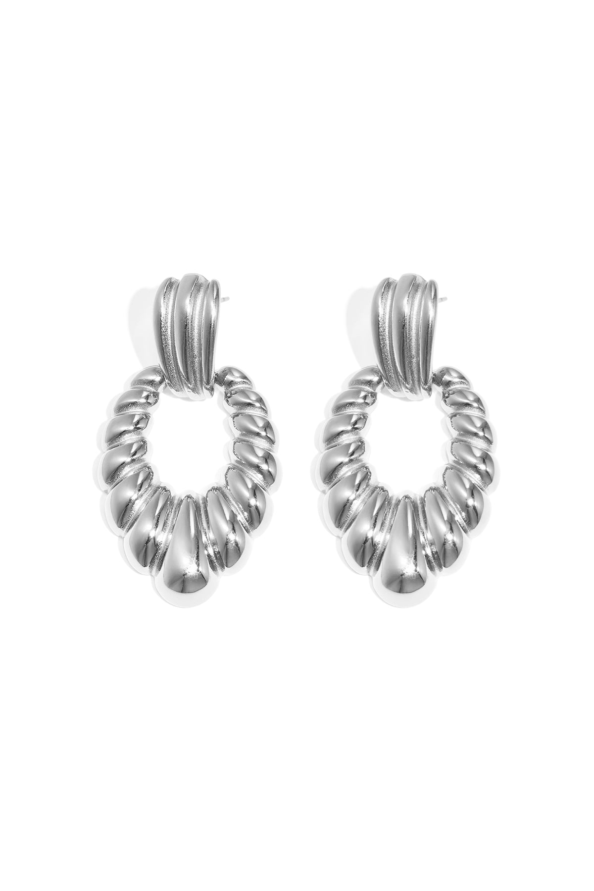 Boucles d'oreilles pendantes en acier inoxydable de forme organique pour femmes – couleur or
